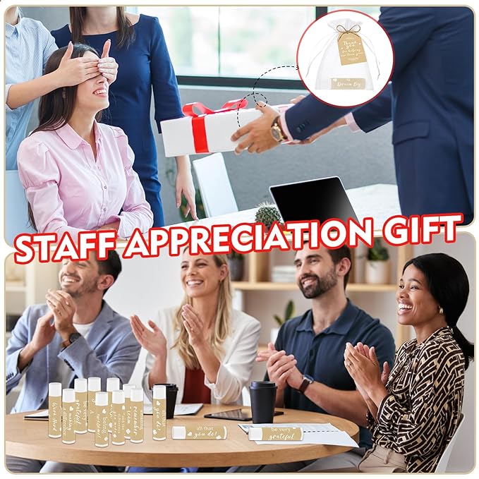 50 PCS Appreciation Gifts Lip Balms Bulk,Thank You Staff Gifts Lips Care Products for Team Coworkers Teacher Party Volunteers Employee Leaving Farewell Gifts