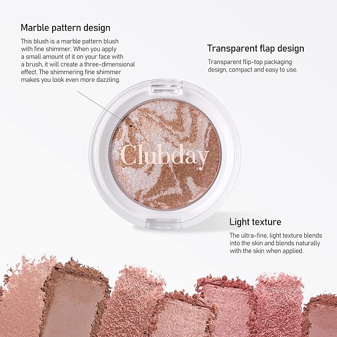 Marbleized Blush Powder Long-Lasting, Glowing Finish, Smooth & Blendable, Suitable for All Skin Tones, 0.12 Oz-05
