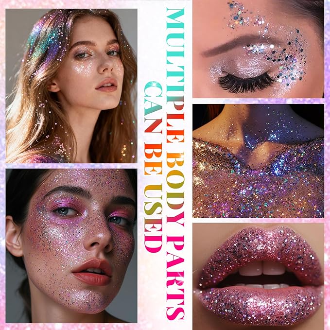 Violet Face and Body Glitter Stick for Sparkling Makeup, Hair Glitter Accessories for Women, Highlighting Stick for Fairy Dust Makeup, Cheerful Face Glitter for Festive Parties and Carnivals