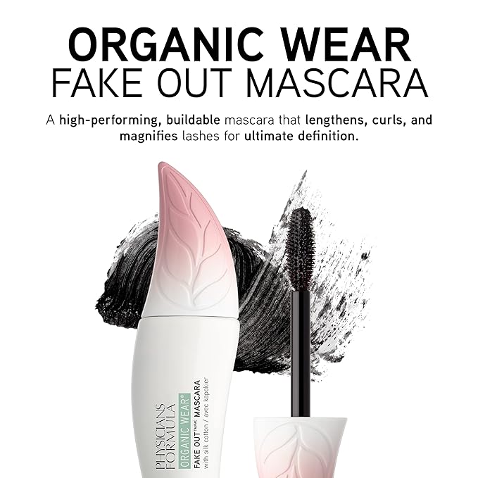 Physicians Formula Organic Wear Lash-Boosting All Natural Mascara, Lifts, Lengthens, For Sensitive Eyes, Dermatologist Tested - Natural Black