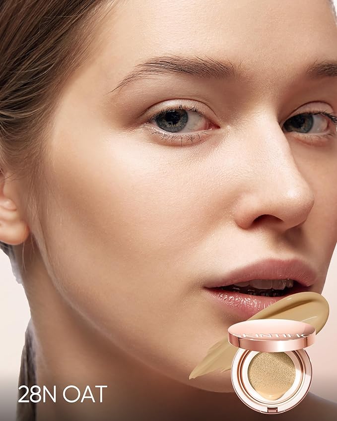 Full Coverage Cushion Foundation, Weightless, Skin Fit, Satin Glow Finish, Oil-Control Waterproof Foundation, Sweatproof Flawless BB Cream CC Korean Makeup