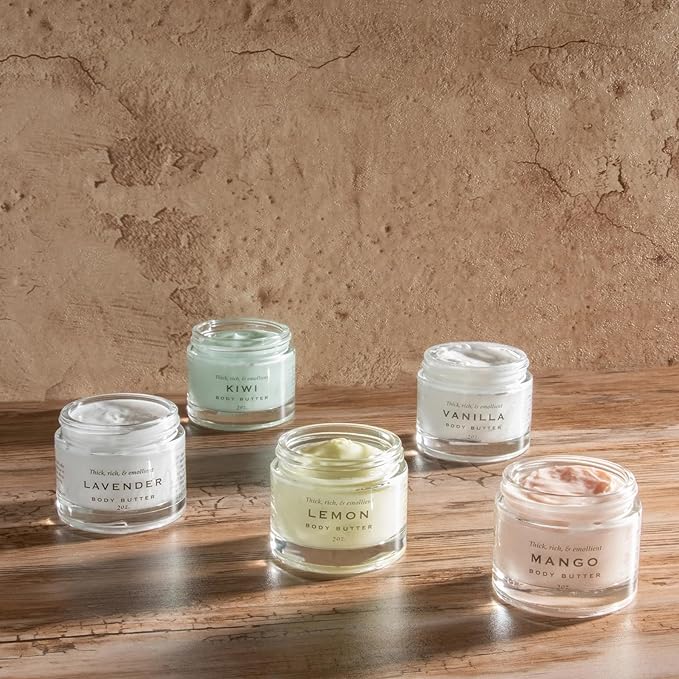 Salt Cellar Spa Soothing Mini Body Butter Trio – Dead Sea Mineral-Infused Body Moisturizer for Soft, Hydrated Skin (3 x 2 oz) (Lemon)