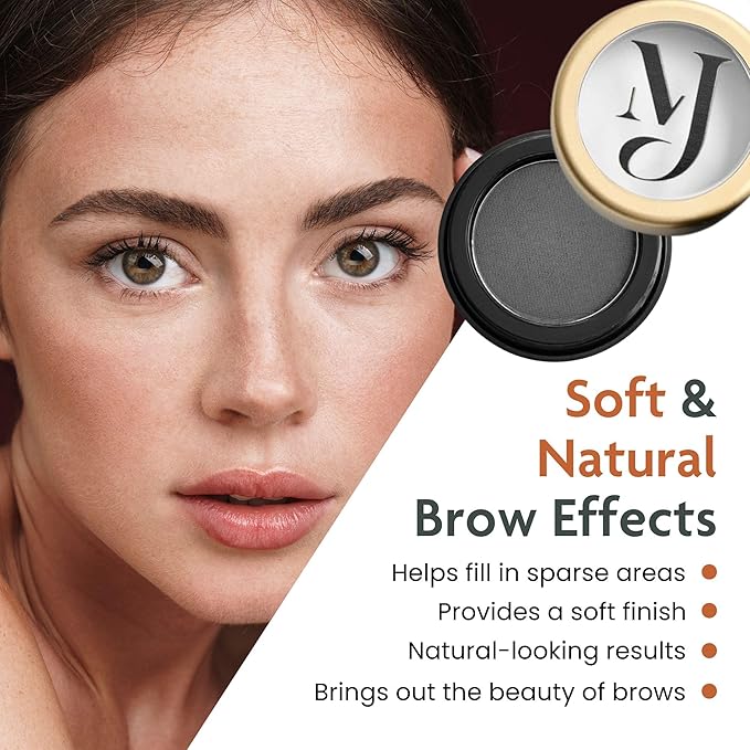 Marie-José Eyebrow Powder Soft Black - Ideal for those with Black Hair - Effortless All-Day Brow Beauty - Compact Size 0.10oz for Purse or Travel Size - Made in USA