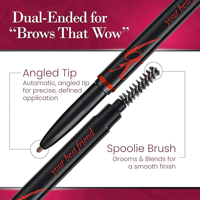ybf Beauty Eyebrow Pencil - Universal Automatic Brow Pencil With Spoolie Brush - Perfect Eyebrow Makeup Shaper and Filler For Women - All Hair Colors & Skin Tones - Taupe Eyebrow Liner - 0.005 Oz
