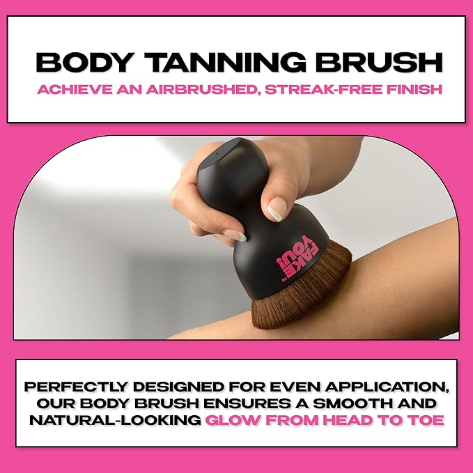 Fake You! Tanning Brush for Body and Face – Self Tan Brush for Smooth, Streak-Free Application – Body for Hands, Feet, and Face – Ultra-Soft Bristles