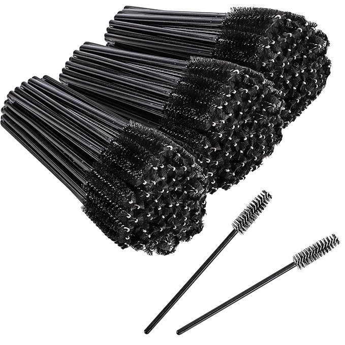 COCIDE 500Pcs Black Eyebrow Brush Eyelash Comb Lash Brushes Disposable Mascara Wands Lash Spoolies for Eyelash Extensions Supplies Makeup Applicators