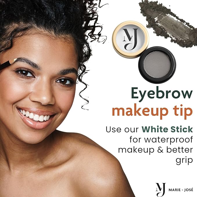 Marie-José Soft Charcoal Eyebrow Powder - Soft Subte Black Eyebrow Color - Effortless All-Day Brow Beauty - Compact Size 0.10oz for Purse or Travel Size - Made in USA