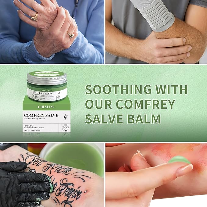 Handmade Organics Comfrey Salve 3.5oz – Natural Herbal Balm for Bones, Muscles, Joints, Knees & Skin - Made In USA - Handcrafted with Slow-Infused Herbs & Mineral-Rich Ingredients for Daily Skin