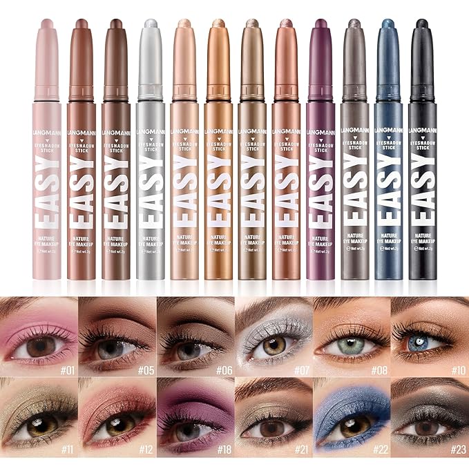 Jolilab Eyeshadow Stick Set, 4 Colors Matte Professional Bright-Colored Contouring and Highlight Stick, Cream Waterproof Long Lasting High Pigmented Eye Shadow. (4, 18+21+22+23)