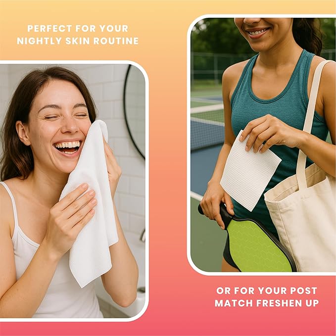 Vacation Club XL Biodegradable Face Towels (50 Count) – Plant-Based Disposable Facial Wipes for Cleansing, Makeup Removal & Skincare – Textured, Soft & Eco-Friendly