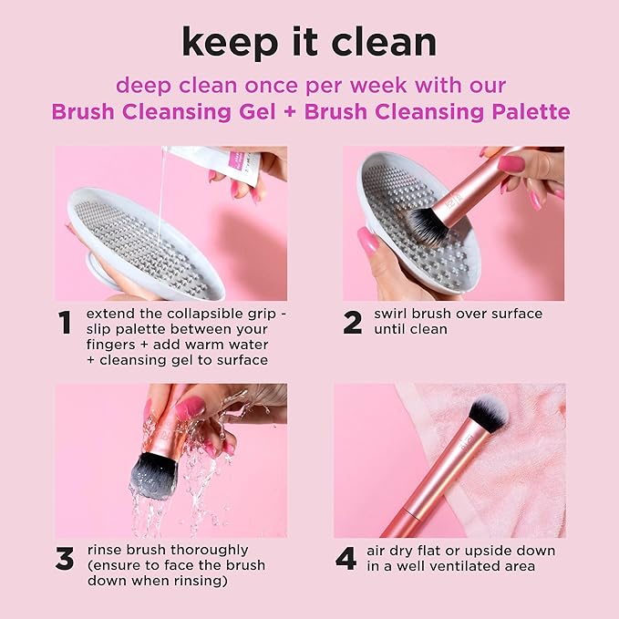 Real Techniques Vivid Escape Bright Eyes Concealer 4 Piece Set, Includes Kitten Paw Makeup Brush, Powder Puff, & Concealer Makeup Blending Sponge, Targeted Concealing, Travel Friendly, Cruelty-Free