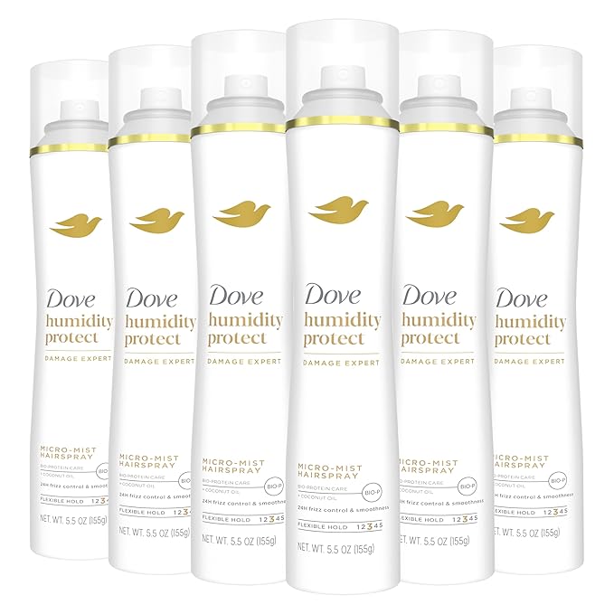 Dove Flexible Hold Hairspray 6 ct Protect Micro-Mist for Long-lasting Hold, Protection Against Humidity All-day Flexible Hold for 24H Frizz Control 5.5 oz