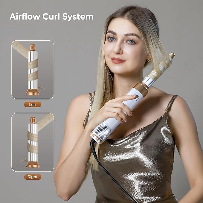 6 in 1 Hair Dryer Brush, Blow Dryer Brushies Ionic Hair Dryer, Oval Hot Air Brush, Hair Curler Straightener Magic Styler Autowrap Air Styler.