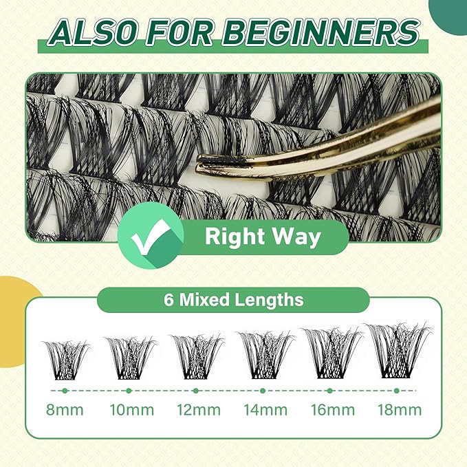DIY Lash Extension Kit KEYYOU 144pcs Lash Clusters Eyelash Extension Kit with Mascara Brush Bond and Seal Lash Glue Remover Lash Applicators Lash Brush for DIY Lash Extensions (Y01 Kit)