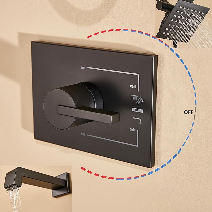 Shower Faucet Set Dual Shower Heads with Handheld Spray Combo and Tub Spout, All Metal Dual Shower Head Combo and 3-Way Diverter,Black Shower Head and Handle Set