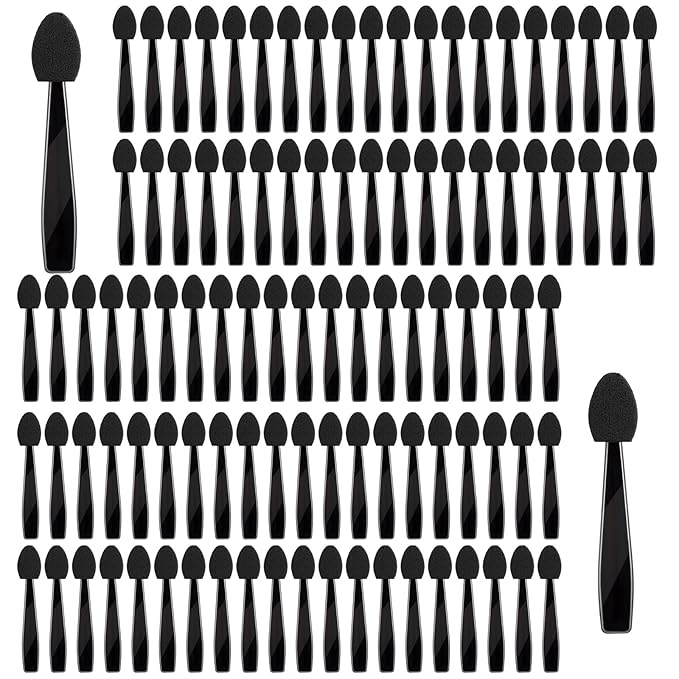 100 Pcs Eyeshadow Applicators, Disposable Eye Shadow Applicators, Mini Dual-Sided Sponge Tip Eye Shadow Brushes Portable Travel Makeup Brushes, Multipurpose Blending Sticks for Eyeshadow