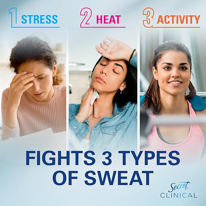 Secret Clinical Strength Antiperspirant Deodorant for Women, 3X Stress Protection, 72hr Sweat & Odor Protection, PH Balancing Minerals, Clear Gel, Clean Lavender Scent, 2.6 oz (Pack of 2)