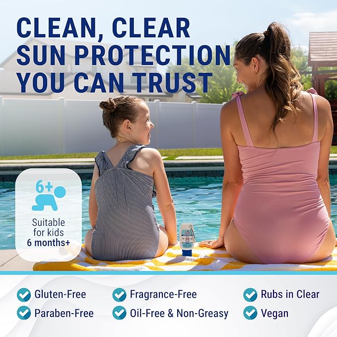 Sunscreen SPF 30 | Hawaii Compliant as Reef Safe | Octinoxate & Oxybenzone Free | Broad Spectrum UVA/UVB Protection | Water Resistant 80 Min. | Fragrance Free | 2 Fl Oz (Pack of 2))