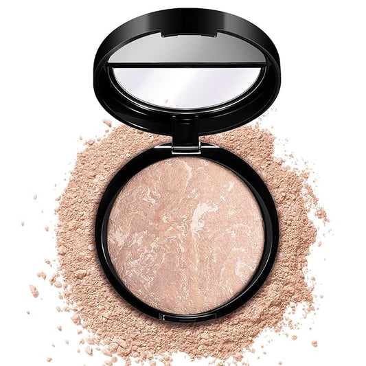 Baked Luminous Pressed Powder–Glow-Infused Foundation,Highlighter & Setting Powder in One–Color-Correcting,Oil-Control,Long-Lasting Coverage for All Skin Tones 03