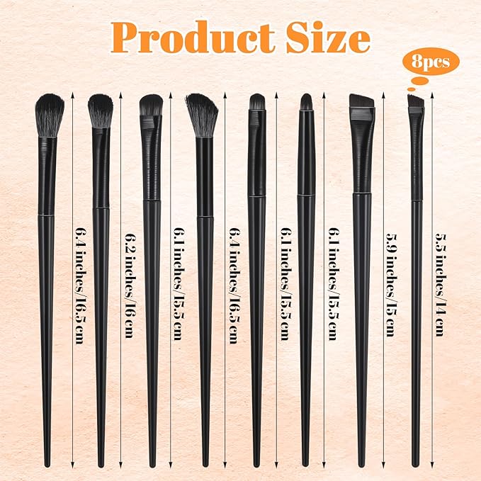 8 Pcs Eye Brushes for Makeup Set Professional Eye Shadow Brushes Sets Including Eyes Smudging Defining Blending Eyeshadow Brush And Eyeliner for Women Portable Travel Home Use Gifts Black