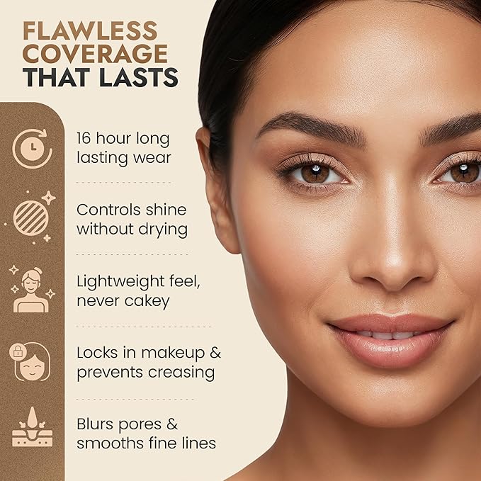 Organic Pressed Setting Powder - Talc-Free & Non-Toxic Translucent Powder with Matte Finish - Oil Absorbing, Pore Minimizing, 16 Hour Wear for All Skin Types - Cruelty & Gluten-Free - Invisible Light