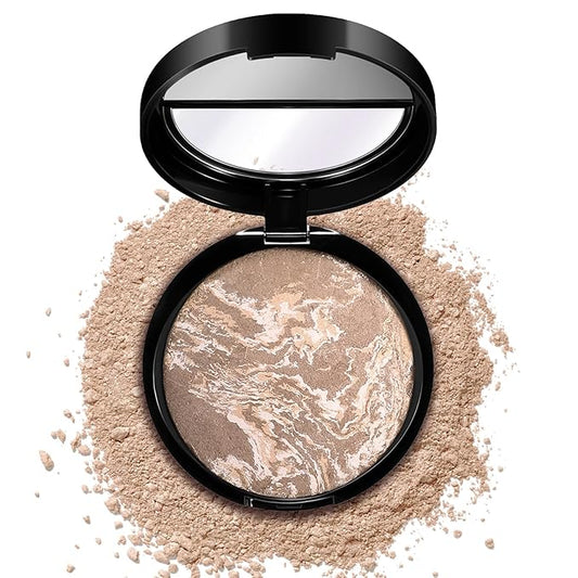 Baked Luminous Pressed Powder–Glow-Infused Foundation,Highlighter & Setting Powder in One–Color-Correcting,Oil-Control,Long-Lasting Coverage for All Skin Tones 05