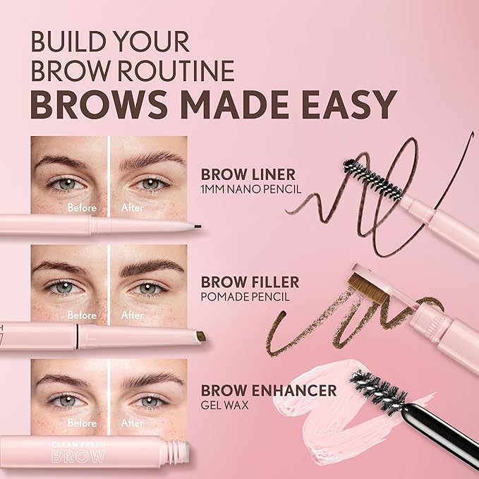 Covergirl Clean Fresh Brow Nano, 600 Dark Brown, Eyebrow Pencil, Ultra-Precise Tip, Waterproof, Transfer-Resistant, Built-In Spoolie, Vegan Formula, 0.001oz