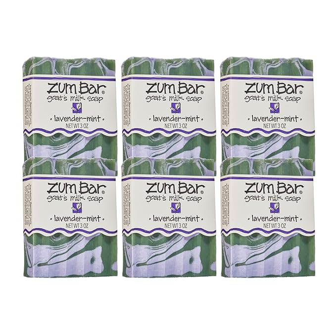 Zum Indigo Wild Goat's Milk Soap Bar - Bar Soap for Hands & Body Made with Essential Oils - 3 oz - Lavender-Mint (6 Pack)