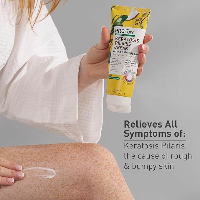 Procure Keratosis Pilaris Cream – 6 oz Exfoliating Body Lotion with Glycolic Acid & Willow Bark Complex, Soothes Rough, Bumpy “Strawberry Skin”, Clean & Hypoallergenic