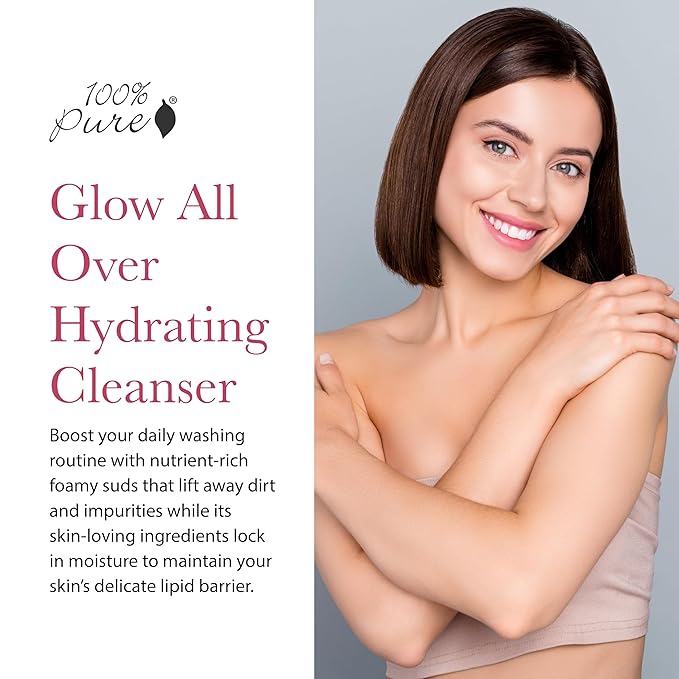 100% PURE Coconut Lime Shower Gel Natural Foaming & Hydrating Body Wash - Deeply Moisturizing Gentle Soap Cleanser for All Skin Types, Even Sensitive - Gluten-Free - 16 Fl Oz