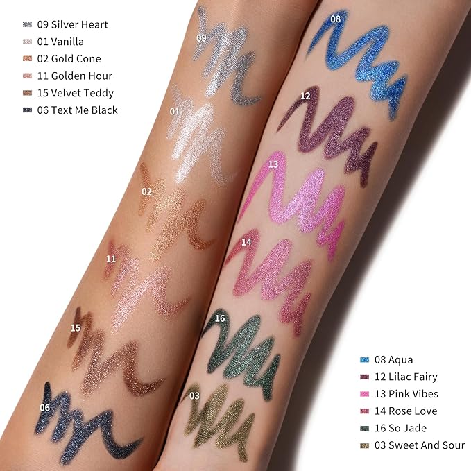 Oulac Black Eyeshadow Pencil - Waterproof Eye Shadow Stick Smooth and Long Lasting, Shimmering Glitter Finish, Blendable Eyes Makeup, Vegan Beauty 3.8g, (06) Text Me Black