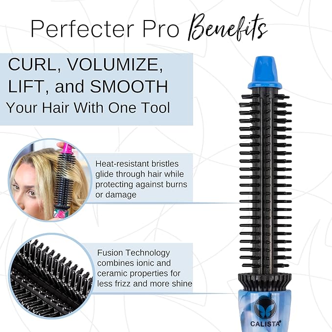 CALISTA Perfecter Pro Heated Round Brush | Curl, Volumize, and Style with No Heat Damage for Healthier Hair | 4 Sizes for Most Hair Types | Dual Voltage & Adjustable Temp (Daisy Bloom, 0.5)