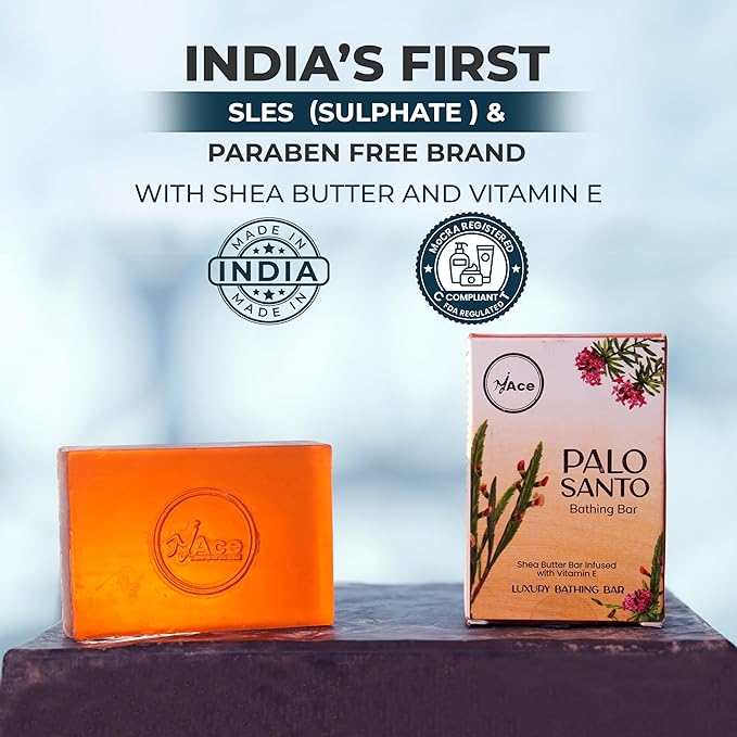MY ACE Palo Santo Bathing Bar – Handmade with Palo Santo Essential Oil & Coconut Oil, SLES & Paraben Free, Enriched with Shea Butter & Vitamin E – Relaxing & Moisturizing