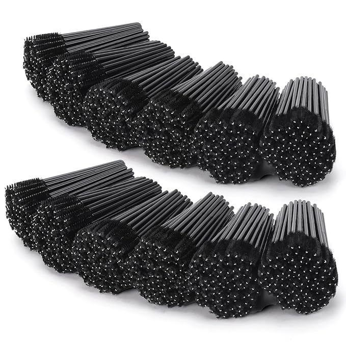 Tbestmax 1200 Disposable Mascara Wands, Spoolies Brush for Eyelash Extensions, Spooly Eyelash Eyebrow Brushes Lash Wand Applicator Makeup Kits - Black