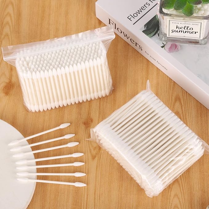 800 Count Precision Tips Cotton Swabs 3" Double Pointed Tip Ear Swabs with Paper Sticks Cotton Buds Cotton Tipped Applicators