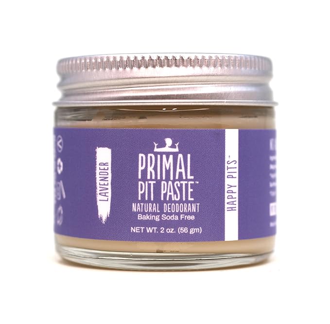 Primal Pit Paste Natural Aluminum-Free Deodorant, Baking Soda-Free, Lavender (1-Pack) | Sensitive Skin Friendly, Effective All-Day Odor Control for Women & Men, Organic Ingredients and Essential Oils