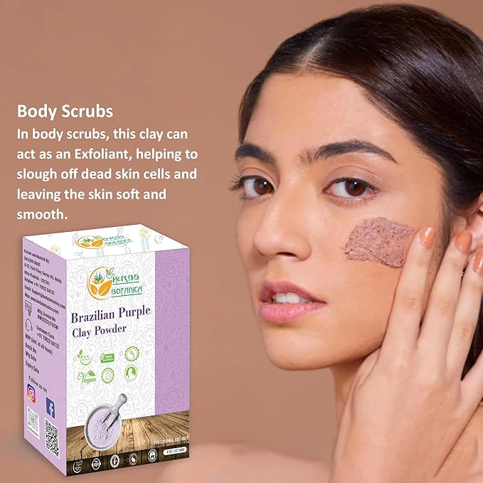 Brazilian Purple Clay Powder Detoxify Skin & Hair Natural Beauty & Skincare DIY Clay for Soap, Facial Cleansing Mask, Bath Bombs, Body Wash Making 8 oz