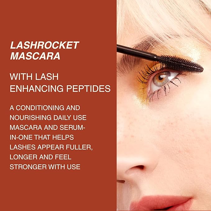 Freck Beauty LASHROCKET Mascara, Infused with Lash Enhancing Peptides, Conditioning & Nourishing, Lashes Appear Fuller, Longer and Stronger with Each Use, Black
