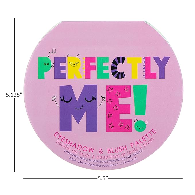Perfectly Me Glisten & Glitter Makeup Palette 10 Color Eyeshadow Palette & Blush Makeup Novelty Beauty Set, Fold Out Compact with Mirror, Washable, Non-Toxic