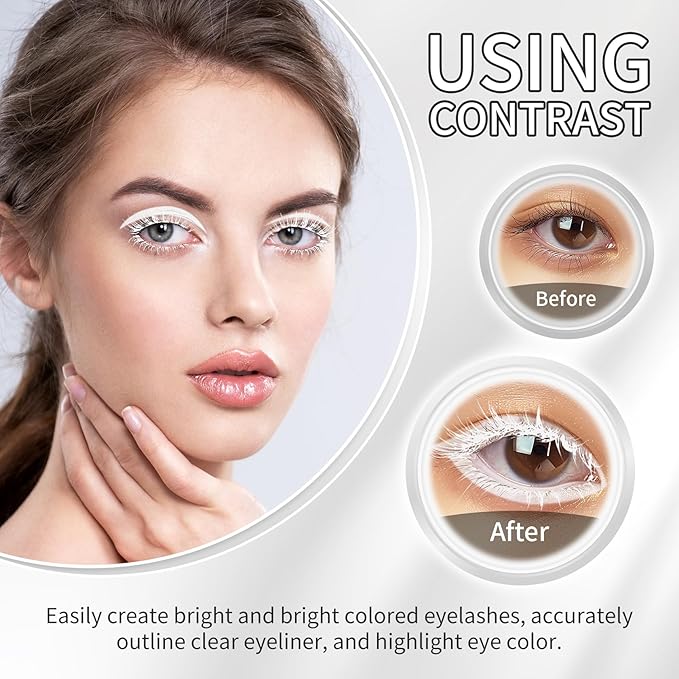 White Mascara and Eyeliner Set,5D Colored Mascara Volume and Length Waterproof,Natural Curling rimel de pestañas,Suitable for Women Eye Makeup