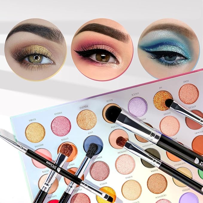 DUcare Eye Makeup Brush Set, 6 Pcs Professional Eyeshadow Blending Makeup Brushes for Concealer Eyebrows Eyeliner, Soft Hairs & Wood Handle