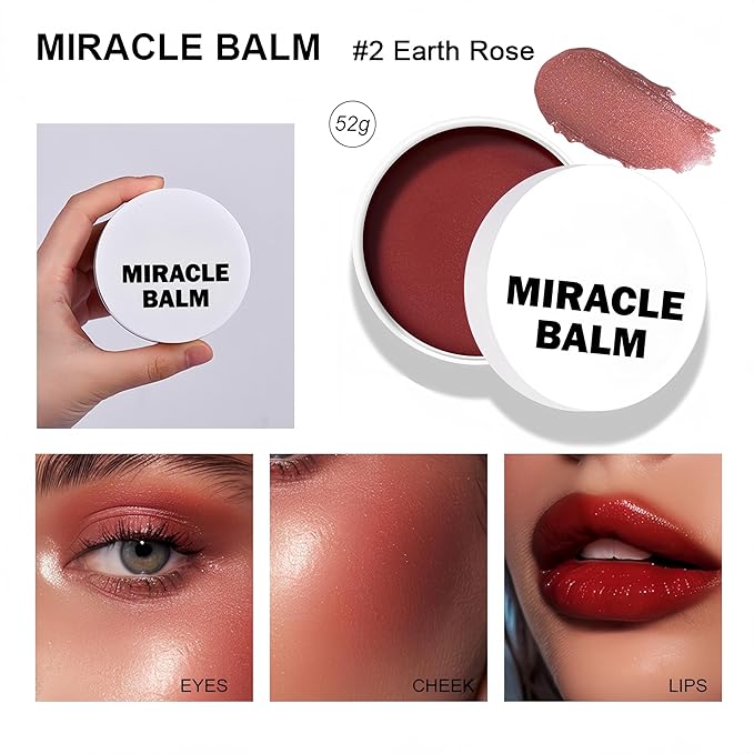 4 Color Multi Glow Blush BalmFace Makeup, Face Creamy Blush for Women Cheek Lip Eye, Lightweight & Blendable Color Blush Palette for All Skin Types(02 Earth Rose)