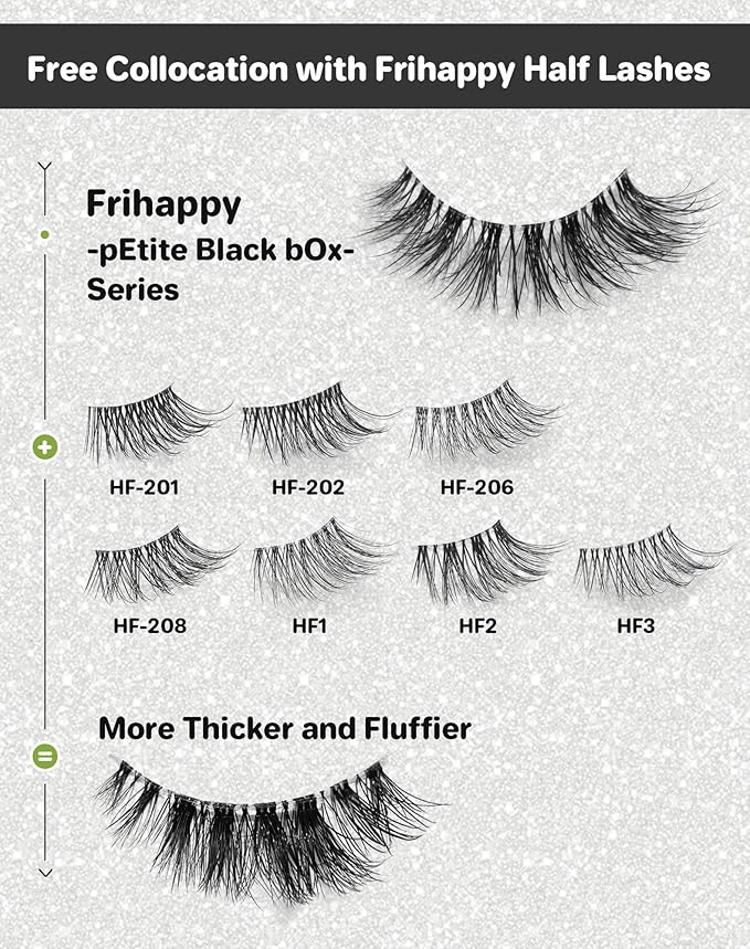 Frihappy Natural Wispy Mink Lashes - False Eyelashes 5 Pairs DM17, Includes Half Lashes Gift