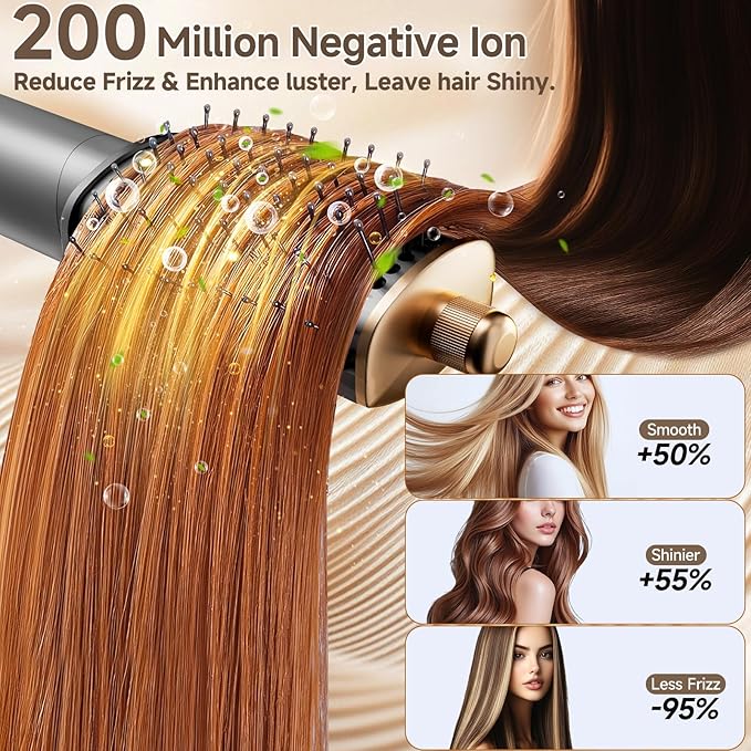 8 in 1 Wrap Air Hair Styler & Blow Dryer Brush - 110,000 RPM High-Speed, Foldable Ionic Hot Air Styler for Fast Drying, Volumizing & Curling, Multi-Styling Tool (Holiday Gifts for Women)