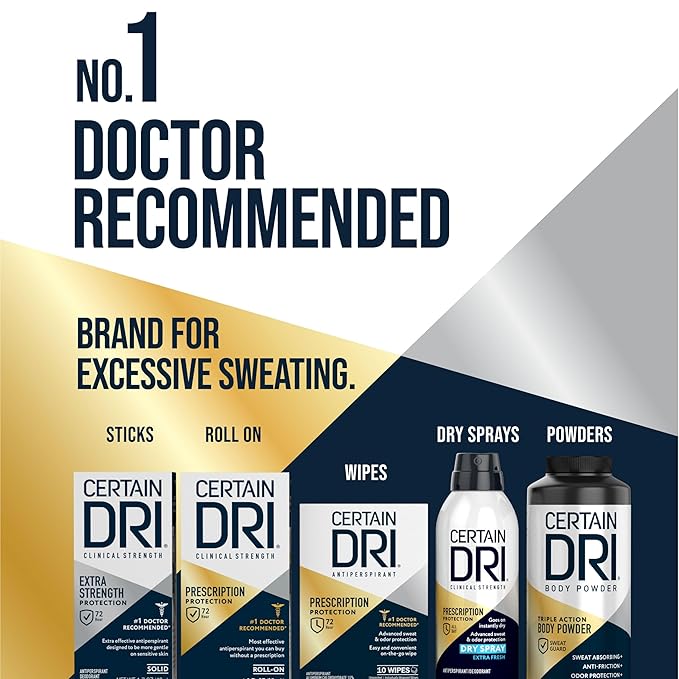 Certain Dri Everyday Strength Clinical Antiperspirant, 72-Hour Sweat Protection for Hyperhidrosis, Doctor-Recommended, Travel-Friendly, Fresh Scent, 2.6 oz, (Pack of 3)