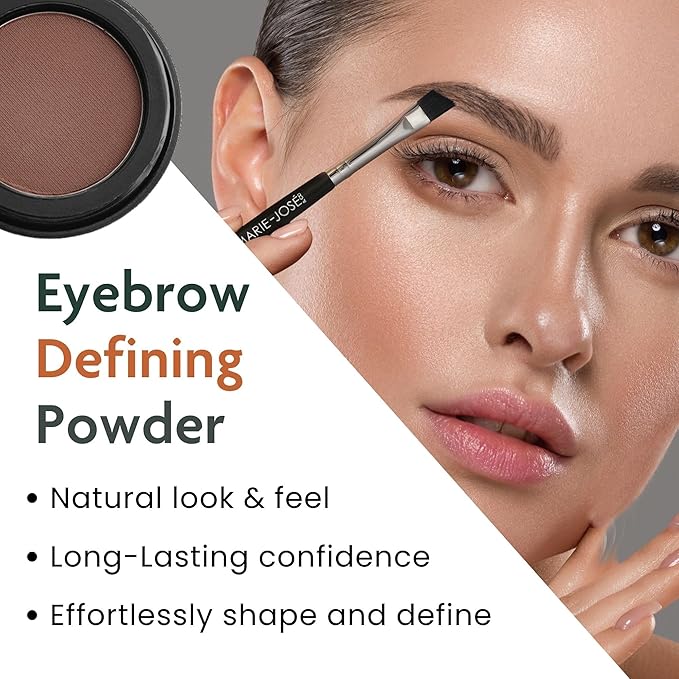 Marie-José Medium Brown Eyebrow Powder - Versatile shade - Compact Size 0.10oz for Purse or Travel Size - Made in USA - Perfect eyebrows, powder smooth!