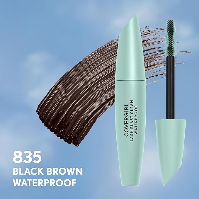 CoverGirl Lash Blast Clean Volume Waterproof Mascara, Vegan Formula, Volumizing, Smudge-Proof, Cruelty Free, Black Brown, 1 Count
