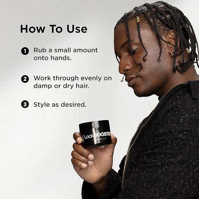 Style Factor Lock BOOSTER Loctician Silver Premium Pomade with Biotin – Max Hold, Expert Styling Gel for Locs, Twists, Braids – for All Hair Types 10.1 oz