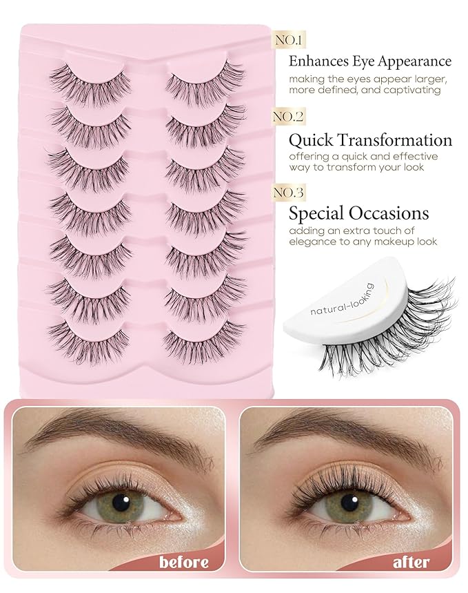 Onlyall Wispy Lashes Natural Flared False Eyelashes Fake Lashes T03