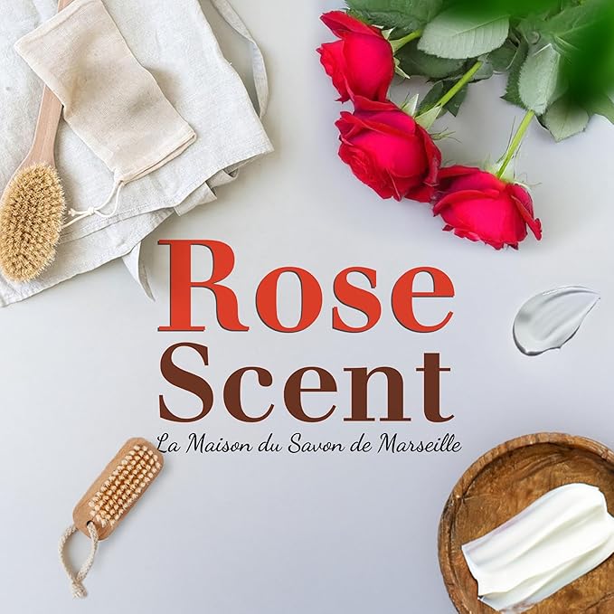 Rose Soap Bars 3xPack – Enriched With Organic Shea Butter - 97% Natural Ingredients - Traditionally Made - French Milled in Provence - Gentle For Skin – 3x8.8 oz - La Maison Du Savon